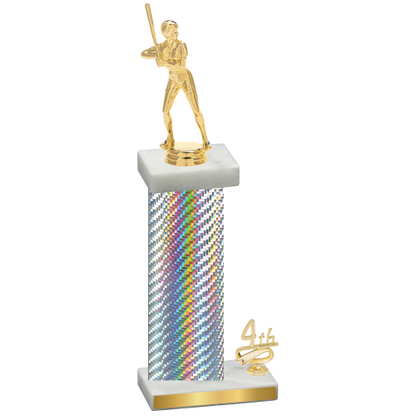 Accented Single Silver Carbon Fiber Fourth Place Softball Trophy
