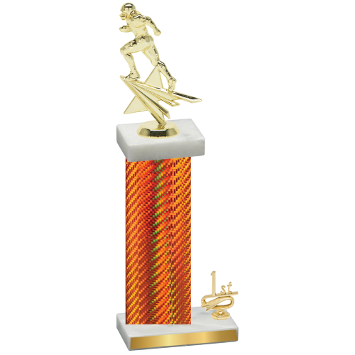 Accented Single Orange Carbon Fiber First Place Football Trophy