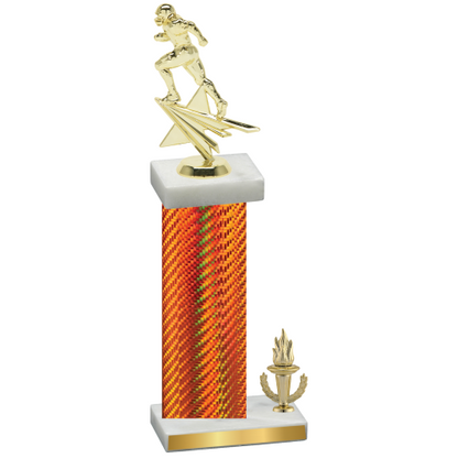 Accented Single Orange Carbon Fiber Victory Football Trophy