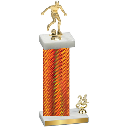 Accented Single Orange Carbon Fiber Year Soccer Trophy