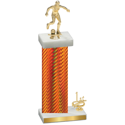 Accented Single Orange Carbon Fiber First Place Soccer Trophy