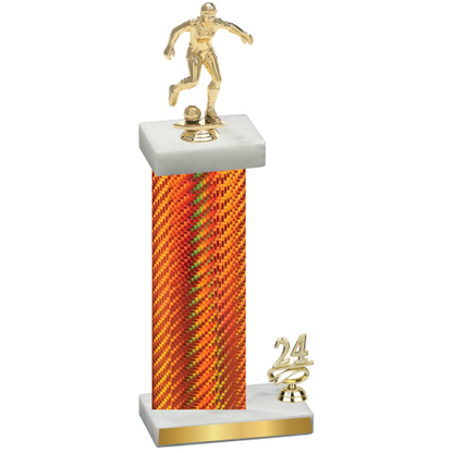 Accented Single Orange Carbon Fiber Year Soccer Trophy