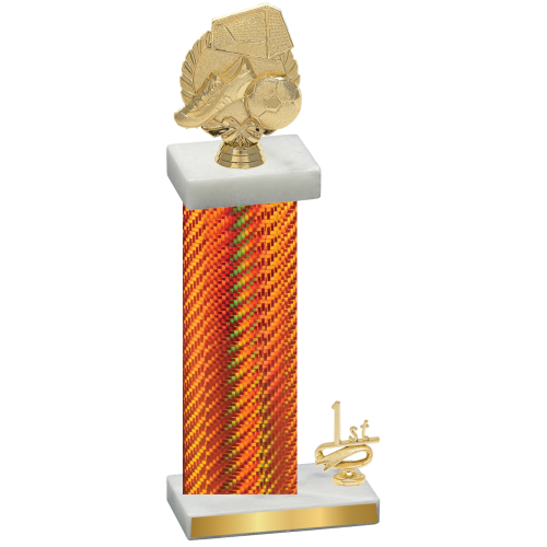 Accented Single Orange Carbon Fiber First Place Soccer Trophy