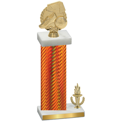 Accented Single Orange Carbon Fiber Victory Soccer Trophy