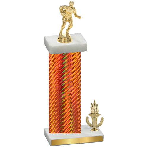 Accented Single Orange Carbon Fiber Victory Rugby Trophy