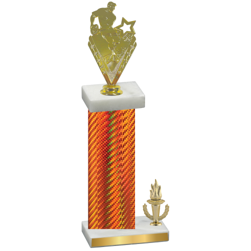 Accented Single Orange Carbon Fiber Victory Rugby Trophy