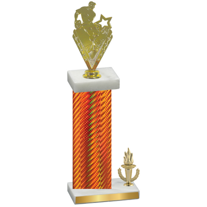 Accented Single Orange Carbon Fiber Victory Rugby Trophy