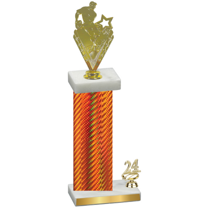 Accented Single Orange Carbon Fiber Year Rugby Trophy