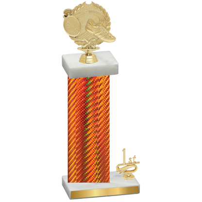 Accented Single Orange Carbon Fiber First Place Running Trophy