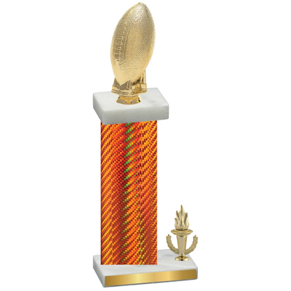 Accented Single Orange Carbon Fiber Victory Football Trophy