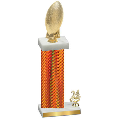 Accented Single Orange Carbon Fiber Year Football Trophy