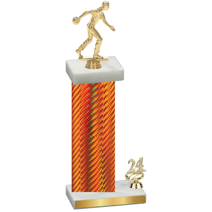 Accented Single Orange Carbon Fiber Year Bowling Trophy