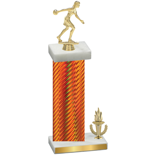 Accented Single Orange Carbon Fiber Victory Bowling Trophy