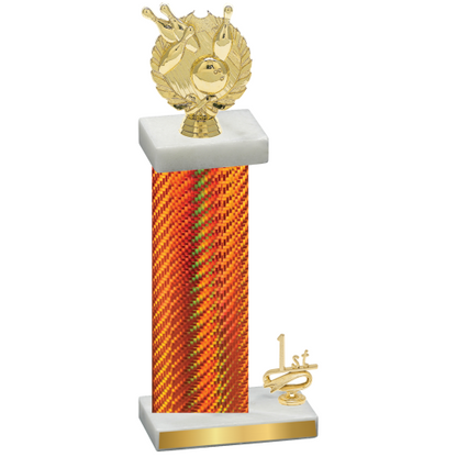 Accented Single Orange Carbon Fiber First Place Bowling Trophy