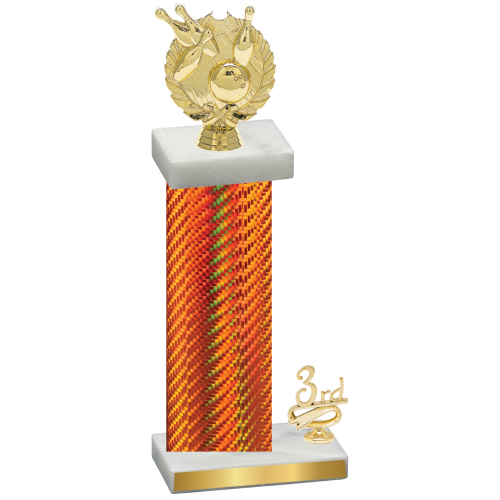Accented Single Orange Carbon Fiber Third Place Bowling Trophy