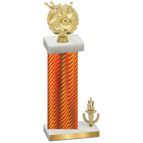 Accented Single Orange Carbon Fiber Victory Bowling Trophy