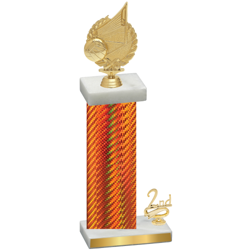 Accented Single Orange Carbon Fiber Second Place Volleyball Trophy