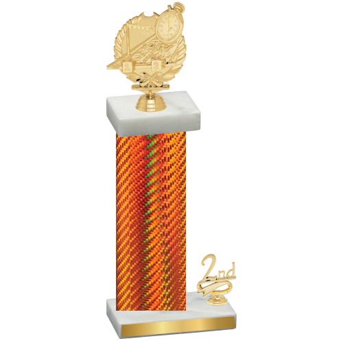 Accented Single Orange Carbon Fiber Second Place Swimming Trophy