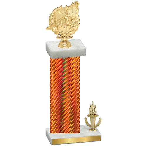 Accented Single Orange Carbon Fiber Victory Swimming Trophy