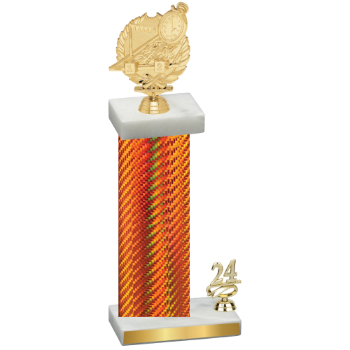 Accented Single Orange Carbon Fiber Year Swimming Trophy