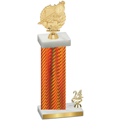 Accented Single Orange Carbon Fiber Year Swimming Trophy