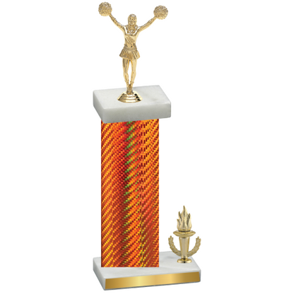 Accented Single Orange Carbon Fiber Victory Cheerleading Trophy