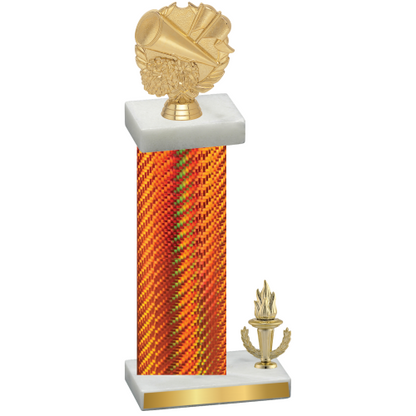 Accented Single Orange Carbon Fiber Victory Cheerleading Trophy