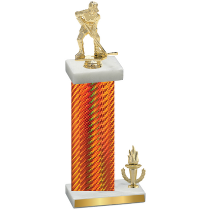 Accented Single Orange Carbon Fiber Victory Hockey Trophy