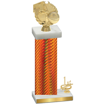 Accented Single Orange Carbon Fiber First Place Basketball Trophy