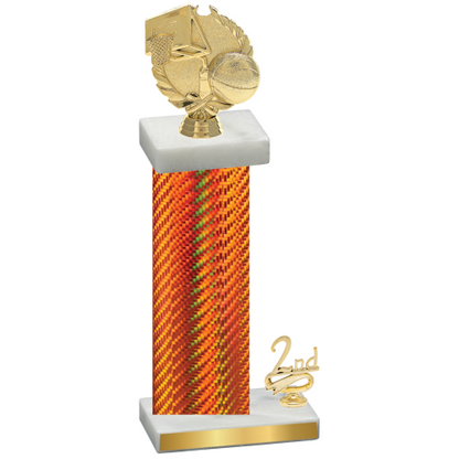 Accented Single Orange Carbon Fiber Second Place Basketball Trophy