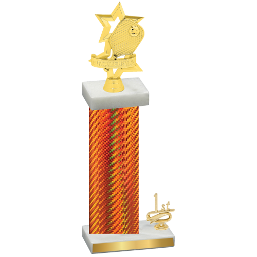 Accented Single Orange Carbon Fiber First Place Pickleball Trophy