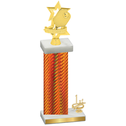 Accented Single Orange Carbon Fiber First Place Pickleball Trophy