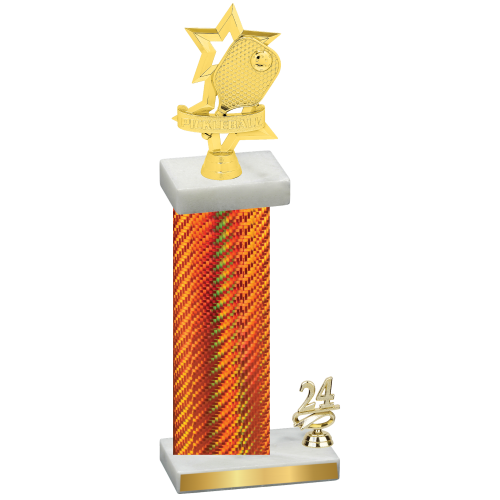 Accented Single Orange Carbon Fiber Year Pickleball Trophy