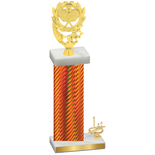 Accented Single Orange Carbon Fiber First Place Pickleball Trophy