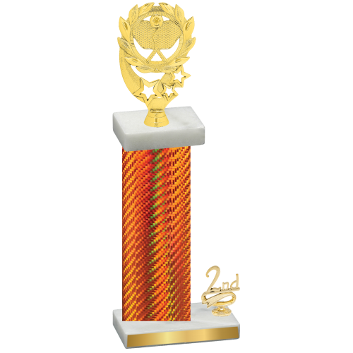 Accented Single Orange Carbon Fiber Second Place Pickleball Trophy