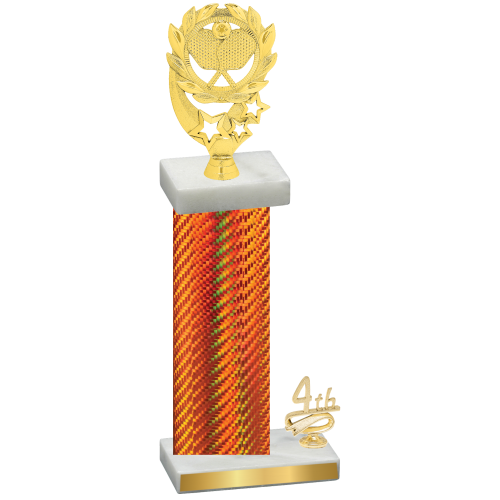 Accented Single Orange Carbon Fiber Fourth Place Pickleball Trophy