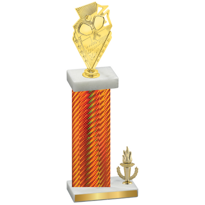 Accented Single Orange Carbon Fiber Victory Pickleball Trophy