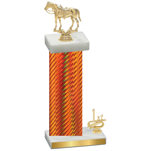 Accented Single Orange Carbon Fiber First Place Horses Trophy