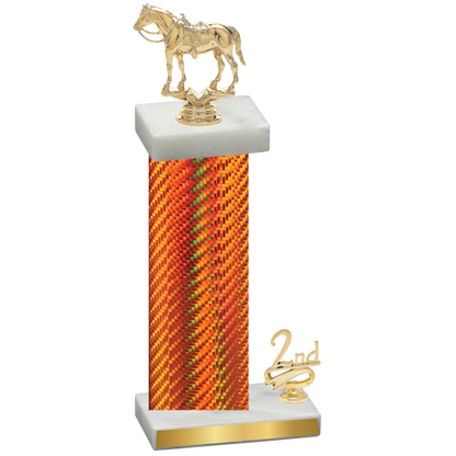 Accented Single Orange Carbon Fiber Second Place Horses Trophy