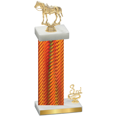 Accented Single Orange Carbon Fiber Third Place Horses Trophy