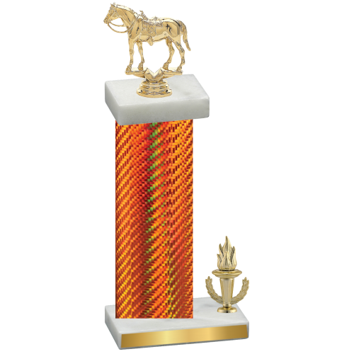 Accented Single Orange Carbon Fiber Victory Horses Trophy