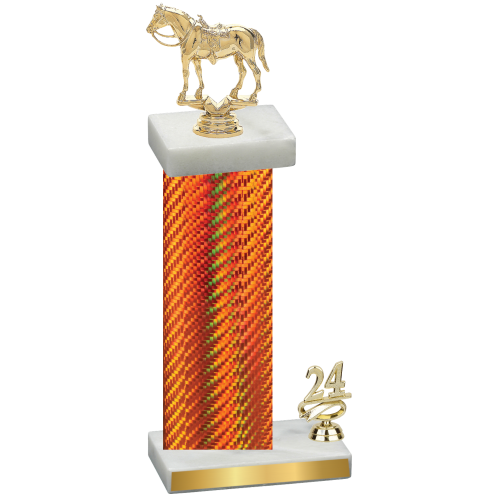 Accented Single Orange Carbon Fiber Year Horses Trophy