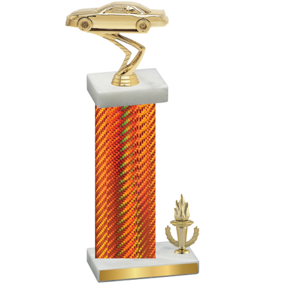 Accented Single Orange Carbon Fiber Victory Cars Trophy