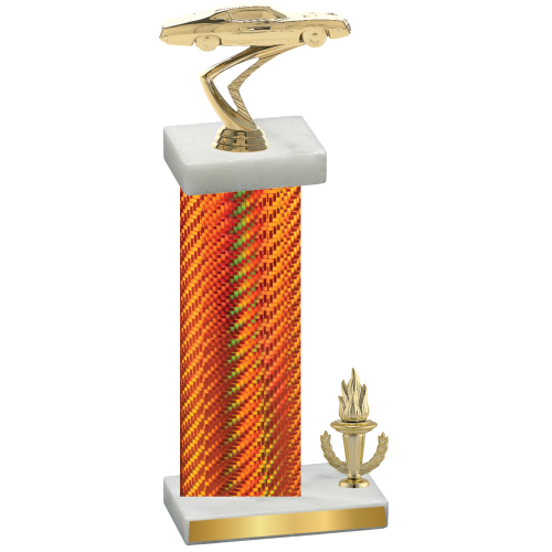 Accented Single Orange Carbon Fiber Victory Cars Trophy