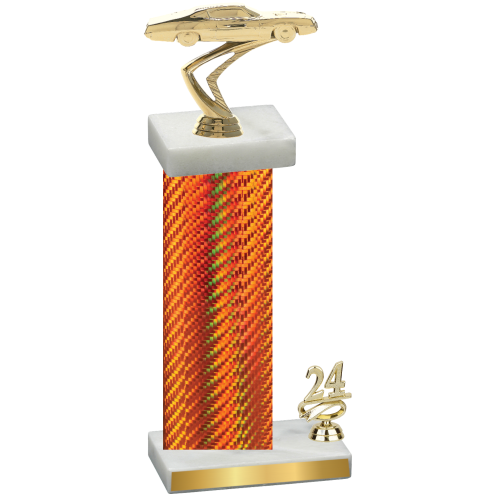 Accented Single Orange Carbon Fiber Year Cars Trophy