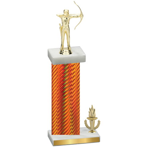 Accented Single Orange Carbon Fiber Victory Archery Trophy