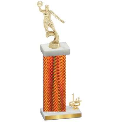 Accented Single Orange Carbon Fiber First Place Basketball Trophy