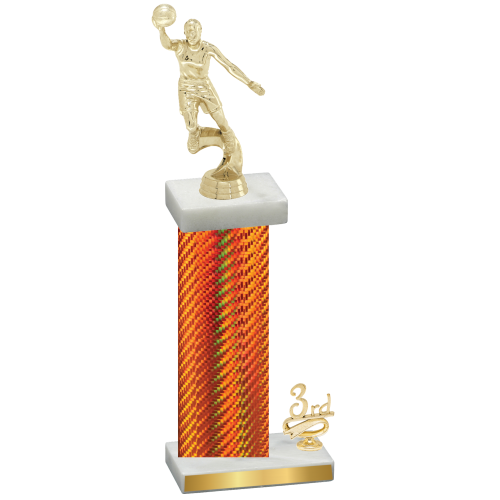 Accented Single Orange Carbon Fiber Third Place Basketball Trophy