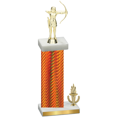 Accented Single Orange Carbon Fiber Victory Archery Trophy