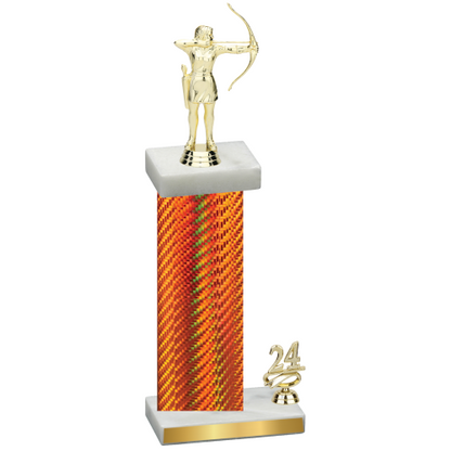 Accented Single Orange Carbon Fiber Year Archery Trophy